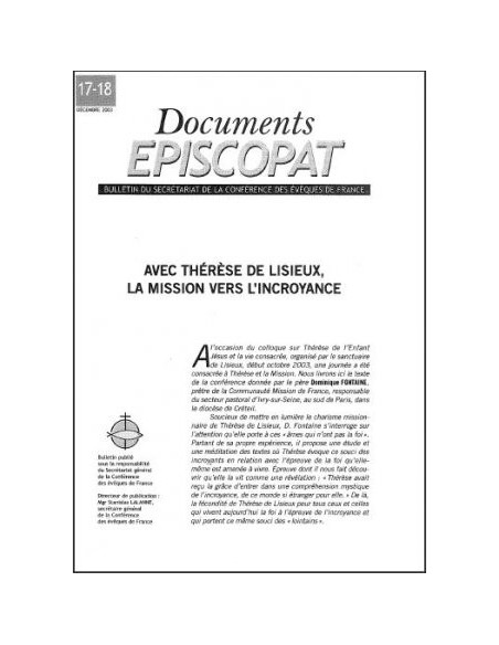 Avec Thérèse de Lisieux, la mission vers l'incroyance 
