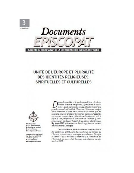Unité de l'Europe et pluralité des identités religieuses 