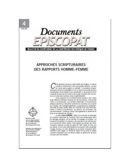 Approches scripturaires des rapports homme-femme 