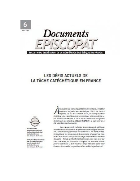 Les défis actuels de la tâche catéchétique en France 