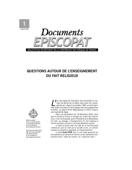 Questions autour de l'enseignement du fait religieux 