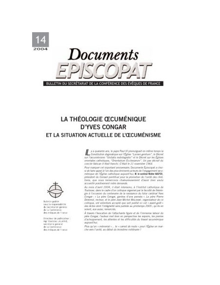 La théologie oeucuménique d'Yves Congar 