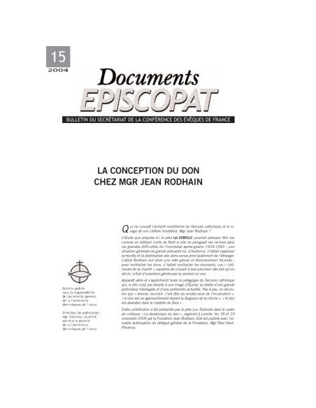 La conception du don chez Mgr Rodhain 
