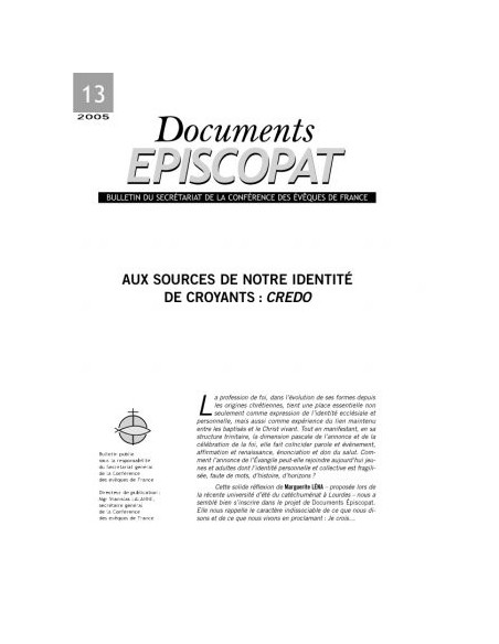 Aux sources de notre identité de croyants : Credo 