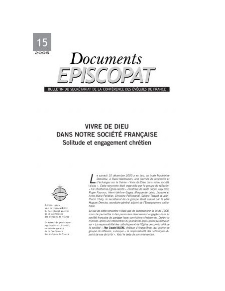 Vivre de Dieu dans notre société française 