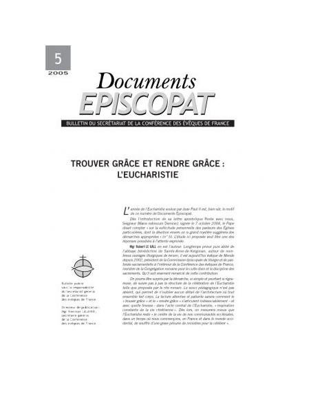 Trouver grâce et rendre grâce: l'Eucharistie 