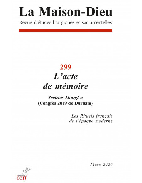 L'acte de mémoire - Societas liturgica (Congrès 2019 de Durham)